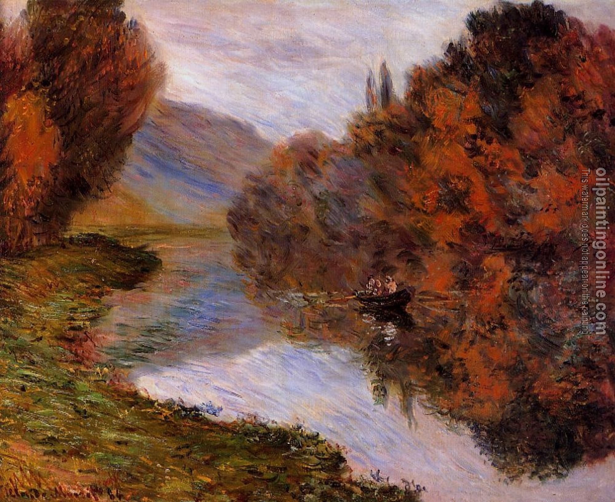Monet, Claude Oscar - Rowboat on the Seine at Jeufosse